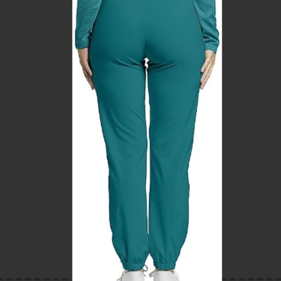 NWT - Mid Rise JOGGER SCRUB PANT Knit waist 2 Zipper cargo Pockets +4 more - Picture 2 of 2